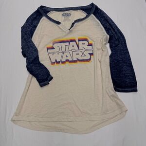 Star Wars Juniors XXL/19 Henley Shirt 3/4 Raglan Sleeve Retro Graphic women's 16